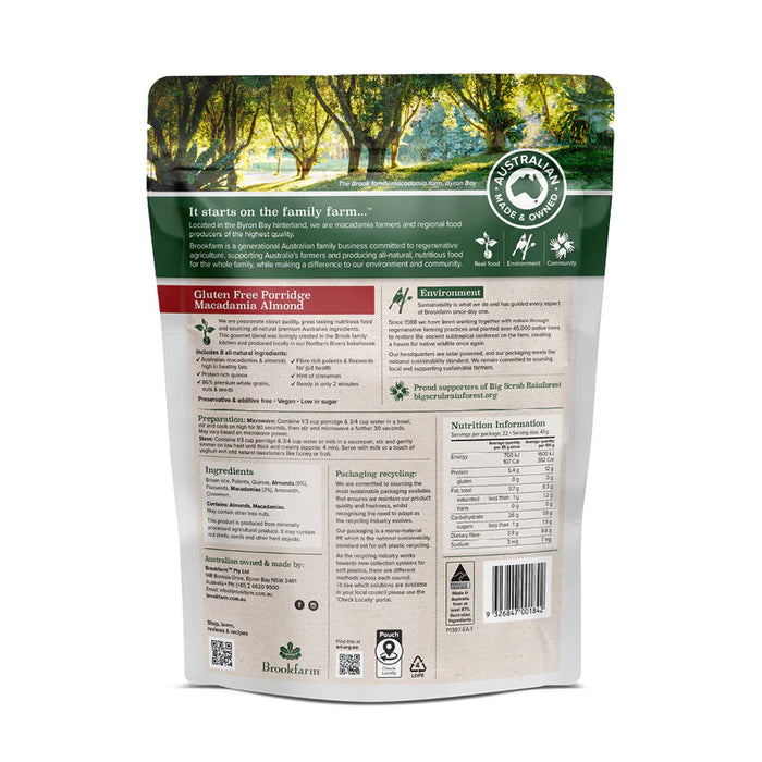 BROOKFARM | Gluten Free Porridge | Macadamia Almond | 1kg