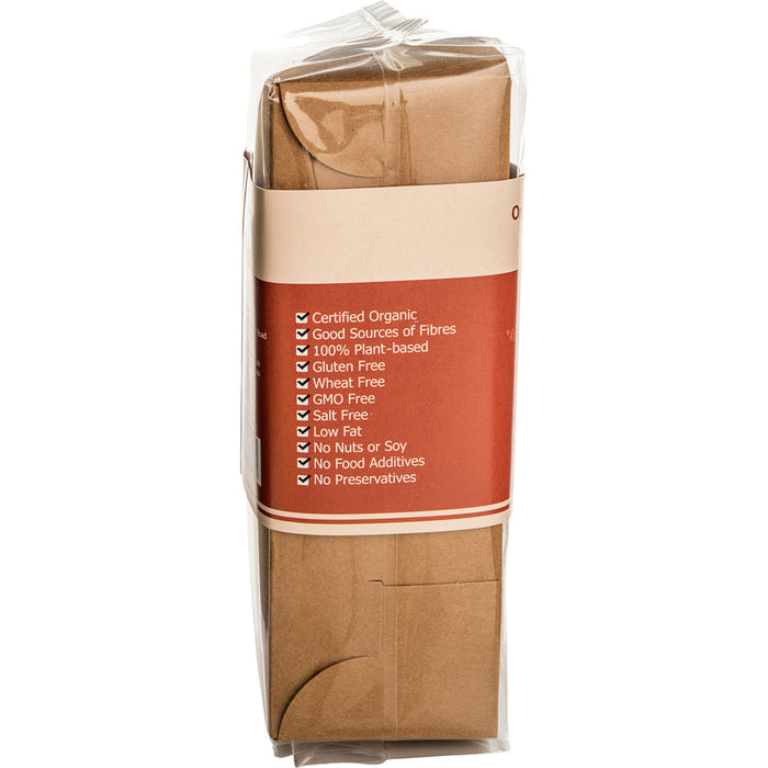 Packaged brown paper towels with certification labels on a white background