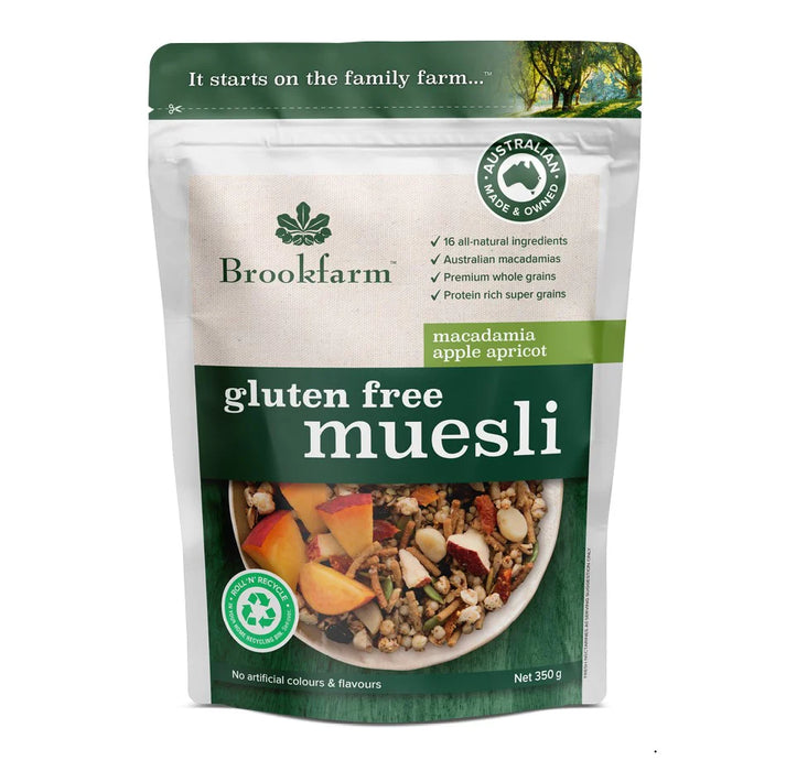 BROOKFARM | Gluten Free Muesli | Macadamia, Apple & Apricot | 950g