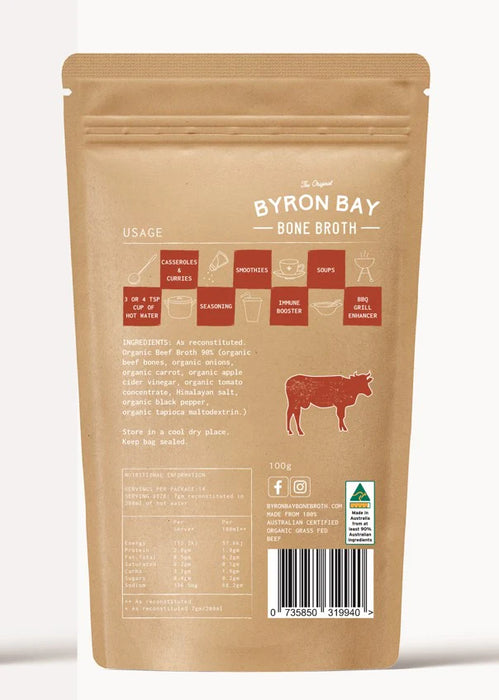 BYRON BAY ORGANIC BEEF BROTH POWDER 100G