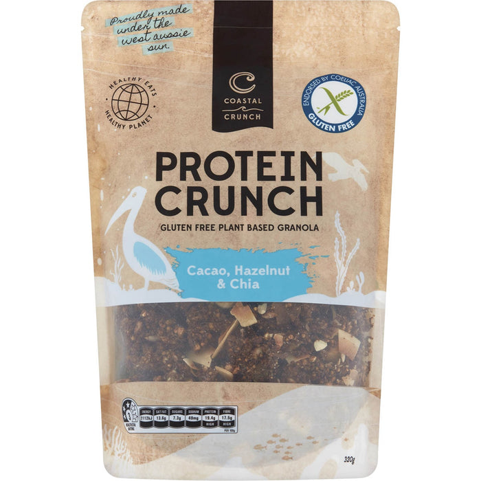 COASTAL CRUNCH | Protein Crunch Granola | Cacao, Hazelnut & Chia | 320g