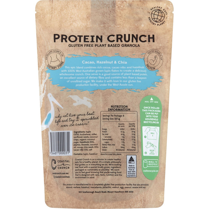 COASTAL CRUNCH | Protein Crunch Granola | Cacao, Hazelnut & Chia | 320g