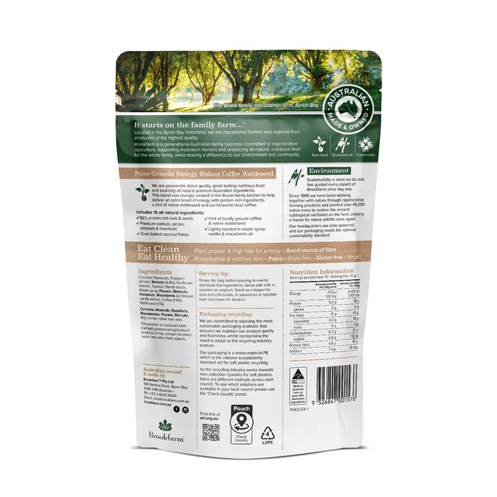 BROOKFARM | Energy Paleo Granola Walnut Coffee & Wattleseed | 300g