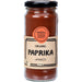 Jar of organic smoked paprika with a label on a white background