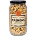 Jar of organic and activated cashews with a label on a white background