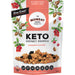 Keto gourmet granola packaging with cranberries and almonds on a white background