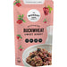 Pink package of The Monday Food Co. Activated Buckwheat Sweet Berry with a bowl of granola.