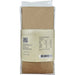 Back view of a brown paper package with nutritional information and QR code on a white background
