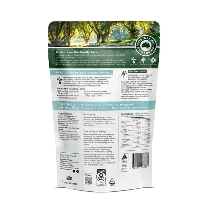 BROOKFARM | Prebiotic Paleo Granola |  Almond Coconut | 300g
