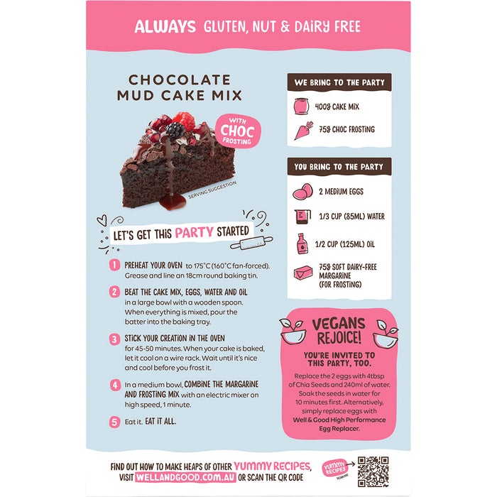 WELL & GOOD | Lemon Coconut Cake Mix with Goji Berry Icing | 475g