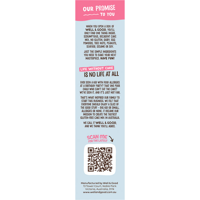 WELL & GOOD | Lemon Coconut Cake Mix with Goji Berry Icing | 475g