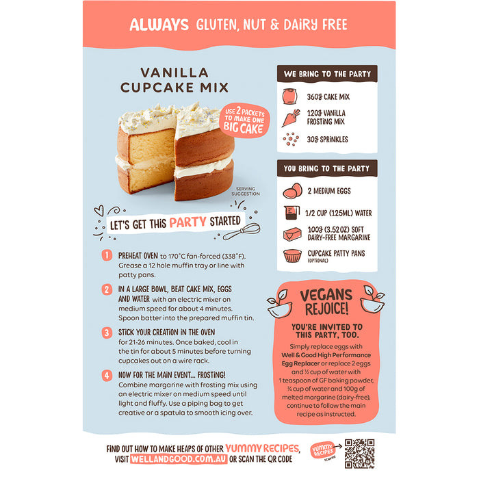 WELL & GOOD | Vanilla Cupcake Mix | 510g