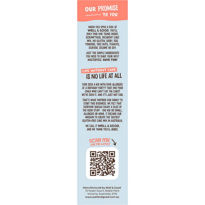 WELL & GOOD | Vanilla Cupcake Mix | 510g