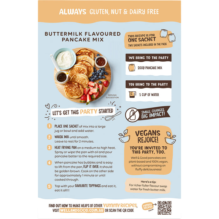 WELL & GOOD | Buttermilk Flavoured Pancake Mix | 400g