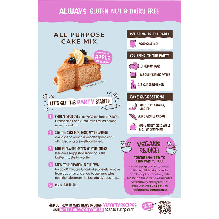 WELL & GOOD | All Purpose Cake Mix 40% Less Sugar | 400g