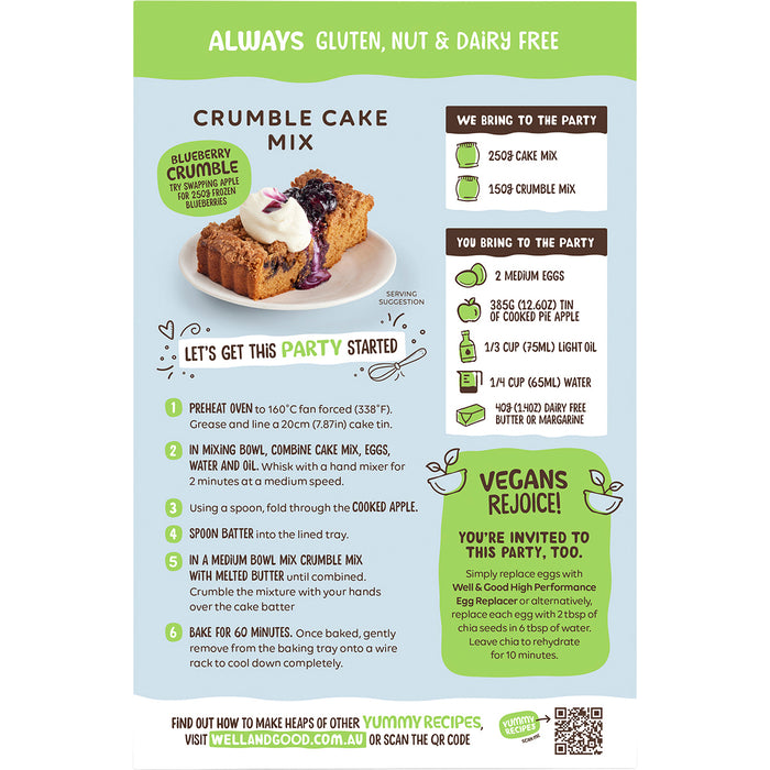 WELL & GOOD | Crumble Cake Mix | 400g