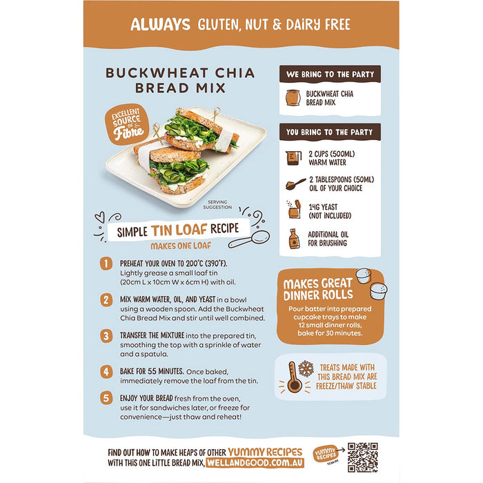 WELL & GOOD | Buckwheat & Chia Bread Mix | 360g
