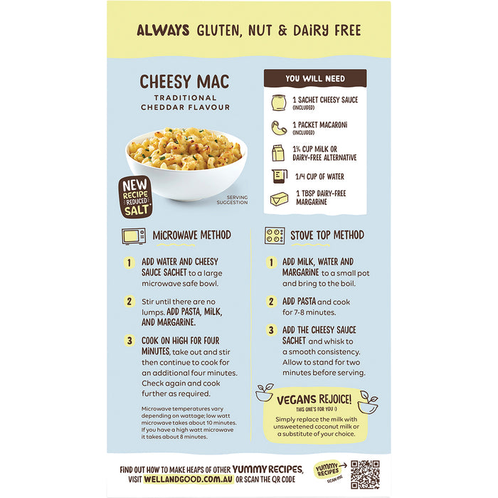 WELL & GOOD | Cheesy Mac Traditional Cheddar Flavour | 110g