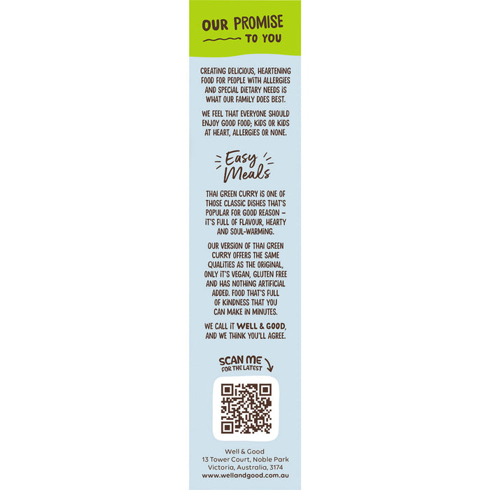 Back of a product packaging with text and QR code on a white background
