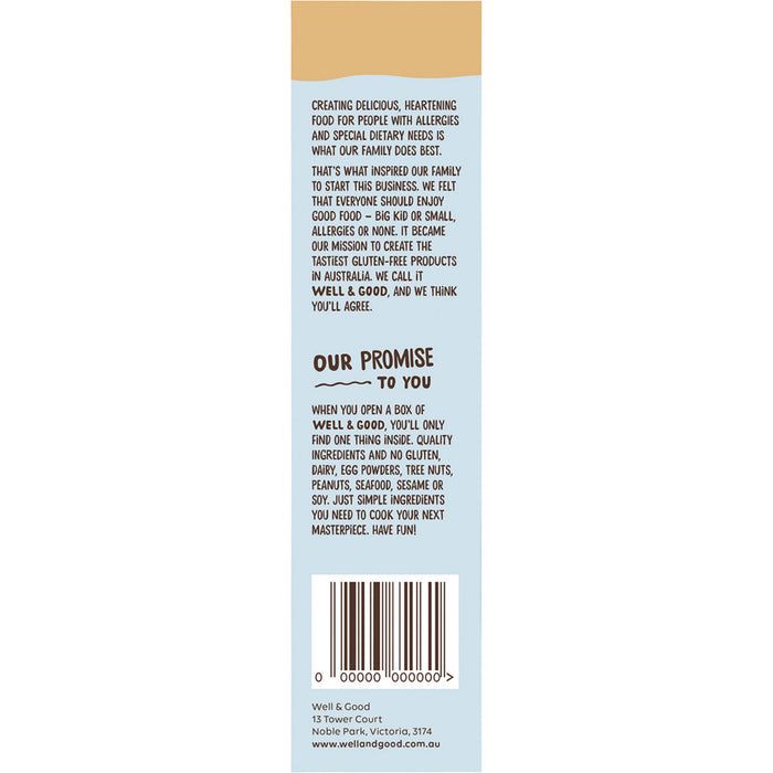 Back of a product packaging with text and a barcode on a white background
