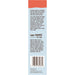 Back of a product packaging with text and a barcode on a white background
