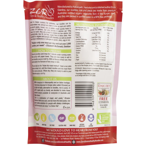 Back of a food package with text, nutrition information, and branding on a white background