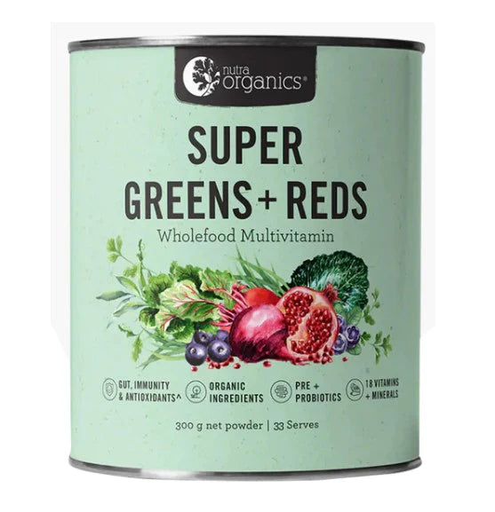 NUTRA ORGANICS SUPER GREENS + REDS 300G