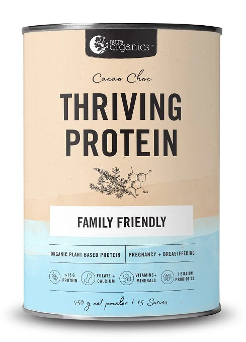 NUTRA ORGANICS THRIVING PROTEIN CLASSIC CACAO CHOC 450G